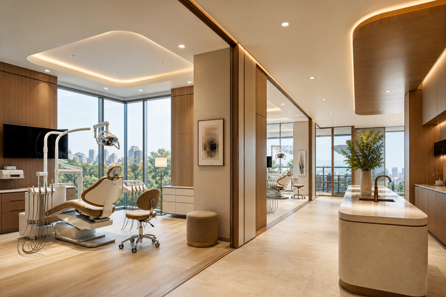 Drop a wide clinic interior photo
