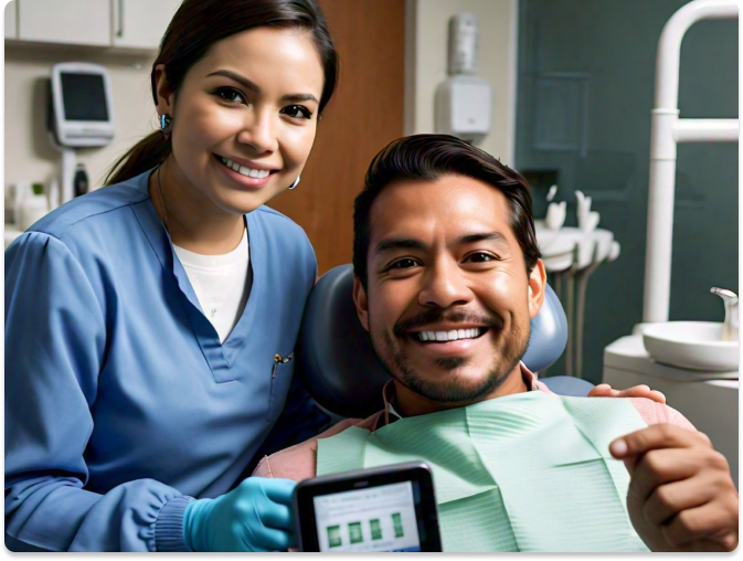 Dentist with patient